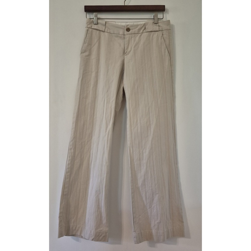 Vtg Y2K GAP Trousers Women's 2 Ankle Pinstripe Coconut Buttons Stretch Pant 2005